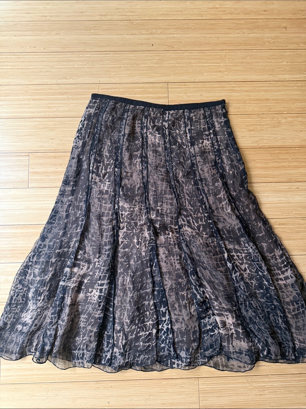 NIC+ZOE Black and Taupe Printed A-Line Skirt